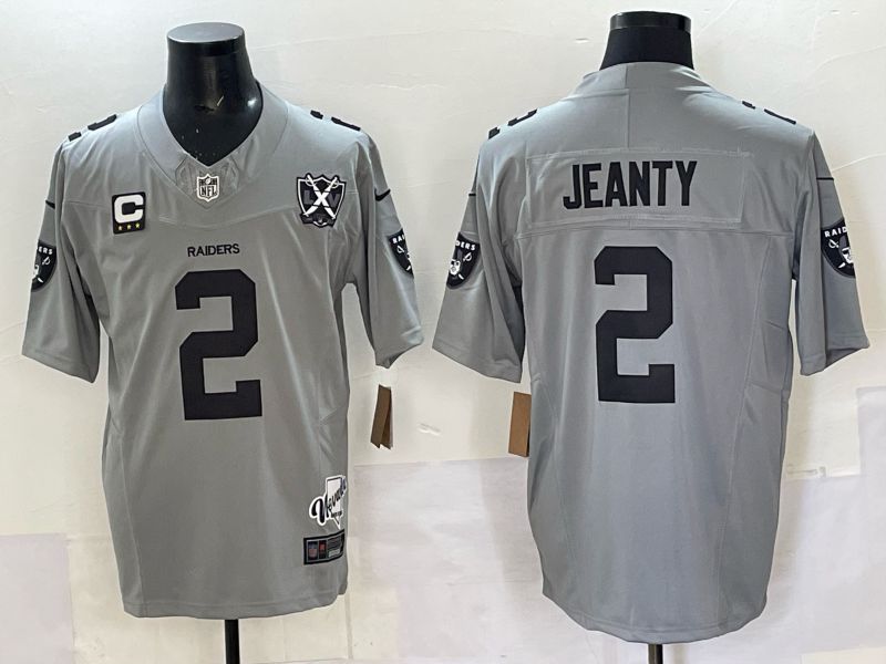 Men 2025 Oakland Raiders #2 Jeanty Grey Retro Third Generation Nike Limited NFL Jersey style 03